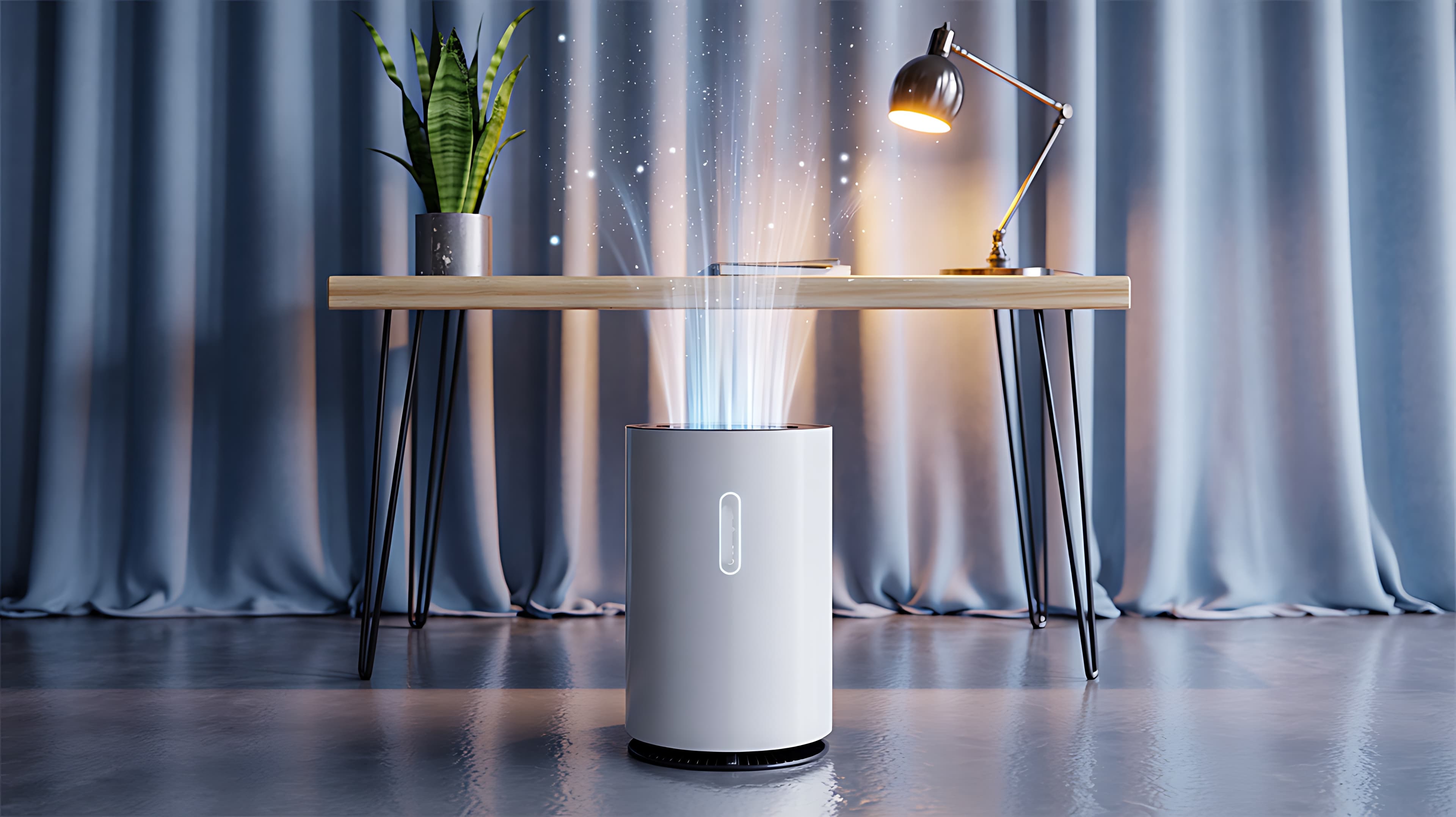 HEPA air purifier in a small bedroom