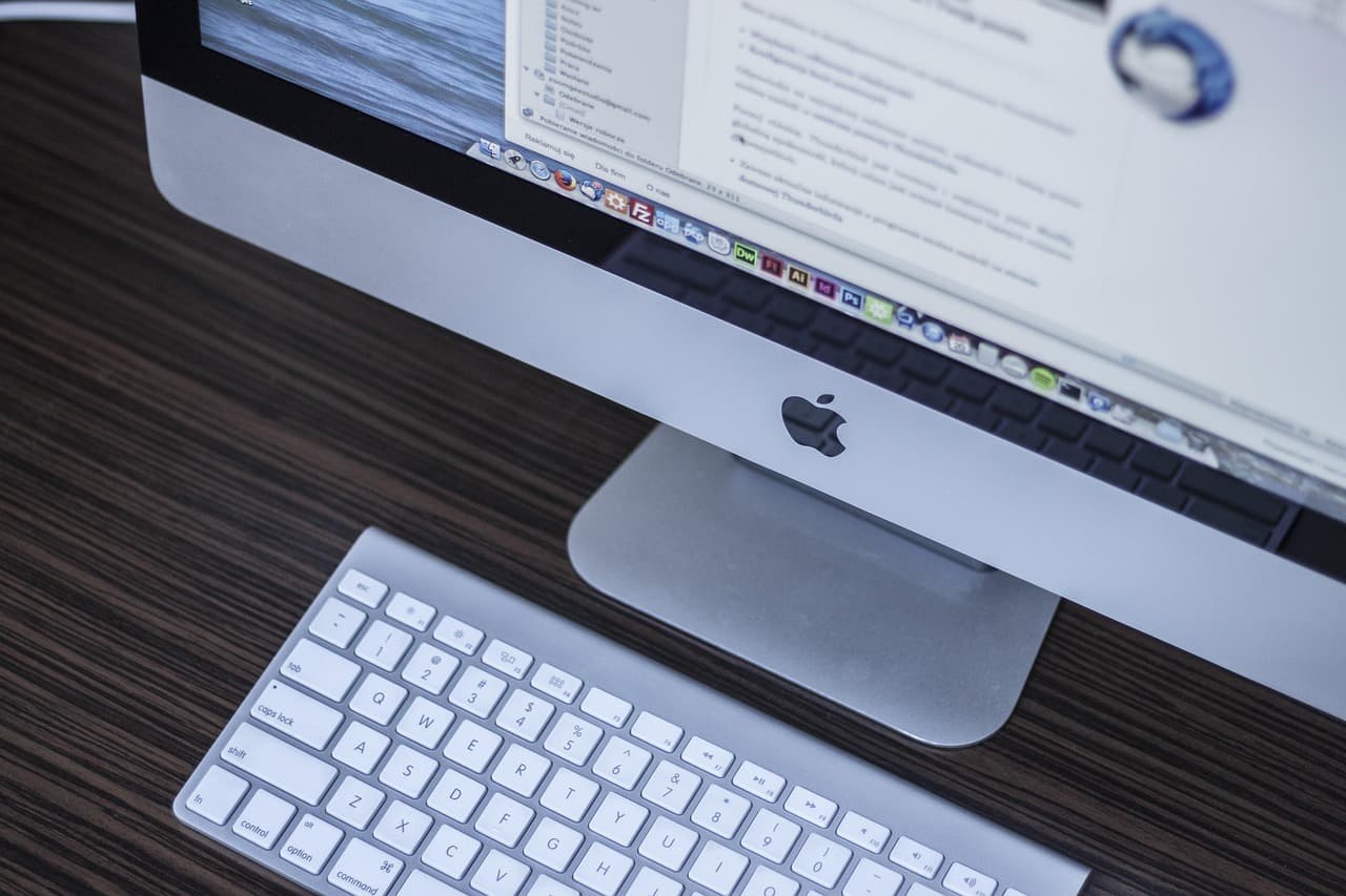 computer monitor on a workspace desk
