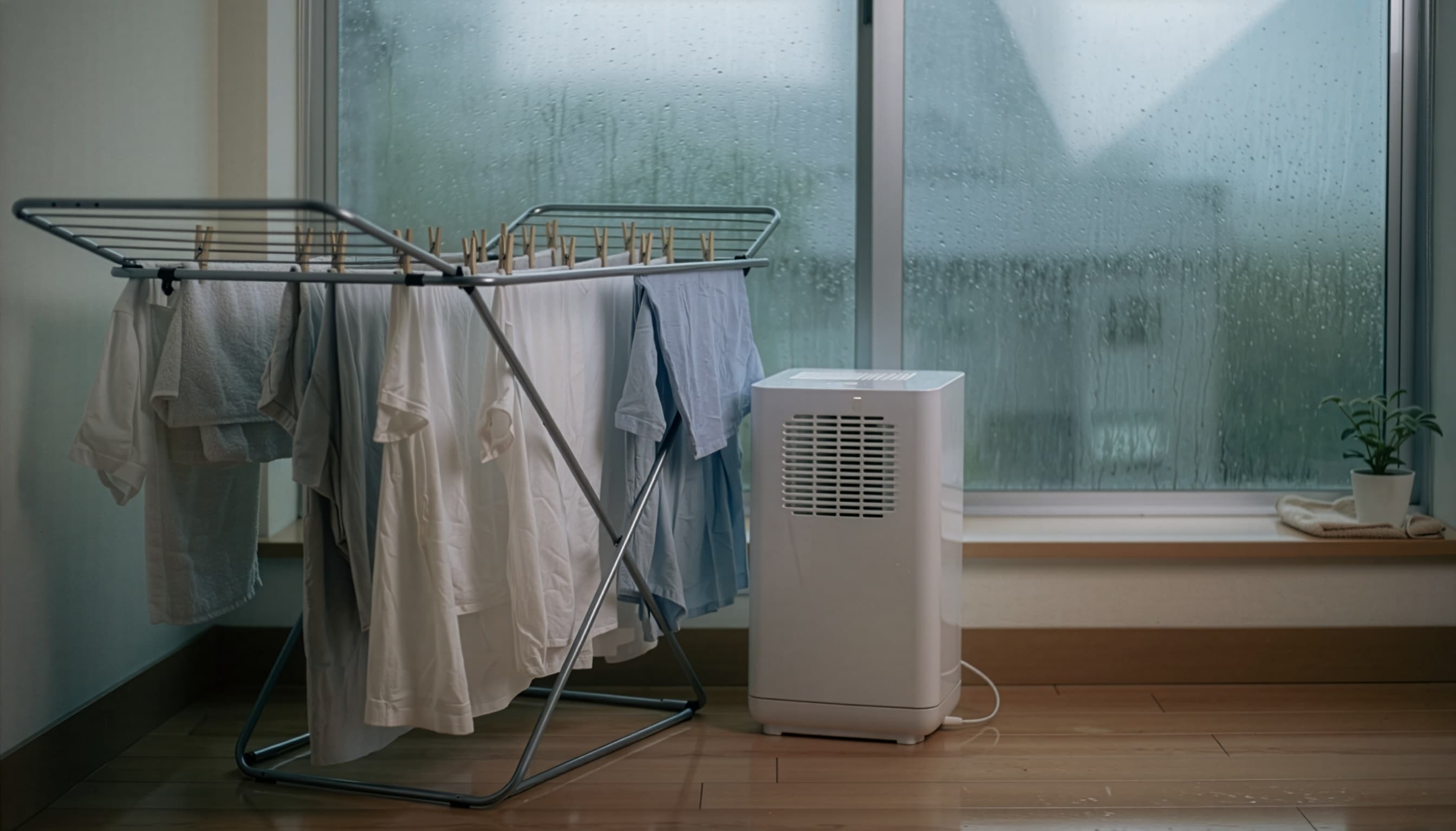 home dehumidifier in a humid room