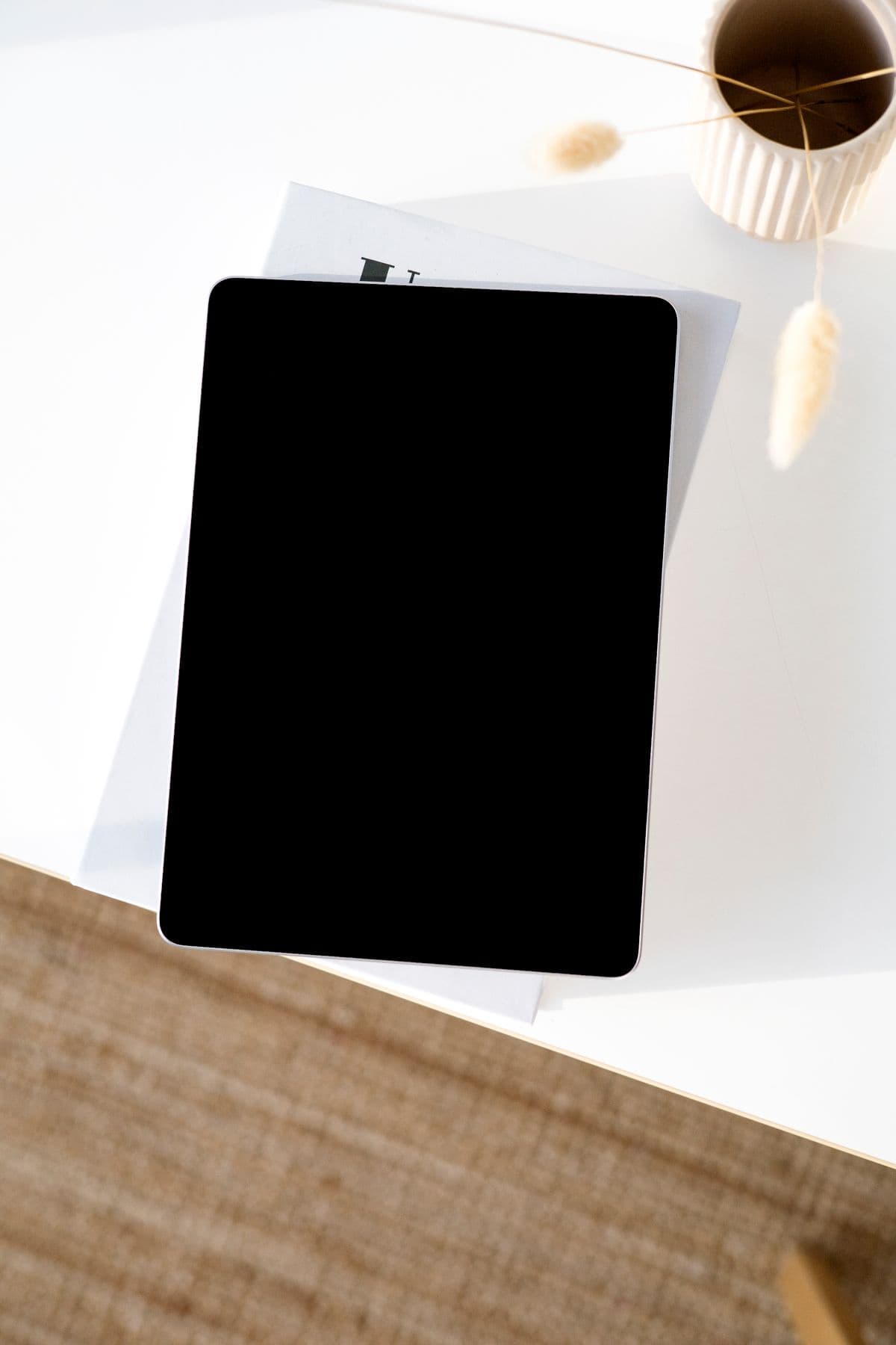 tablet on a minimalist desk for reading