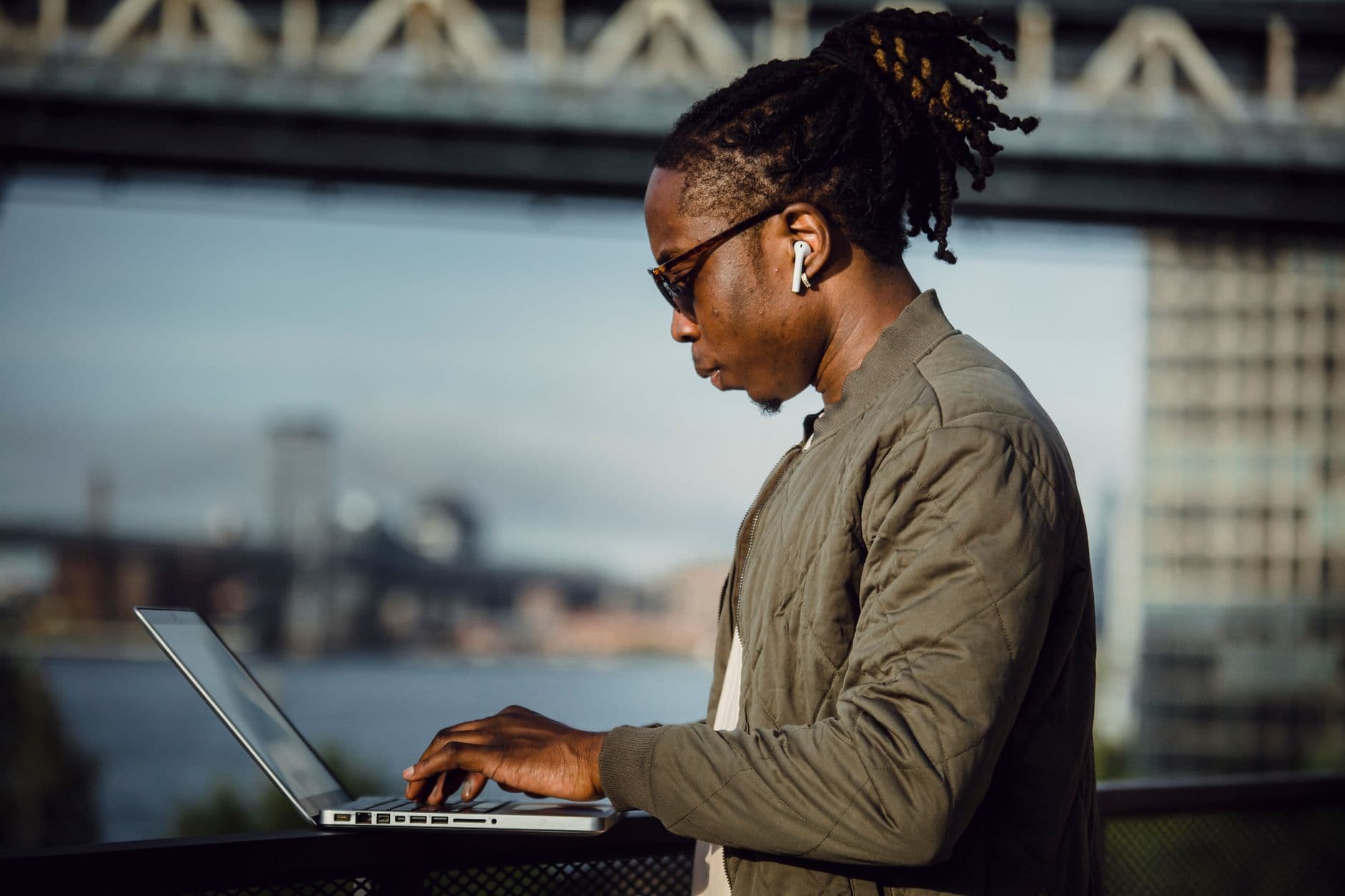 wireless earbuds on a desk