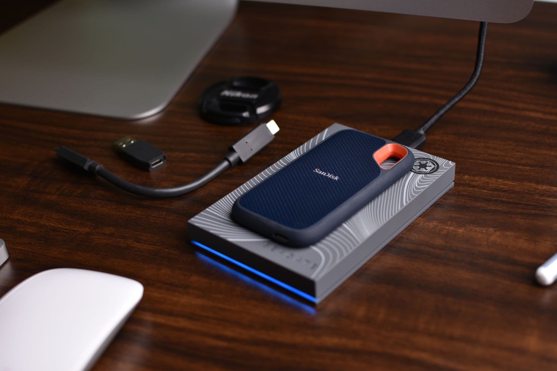 portable ssd in a home interior
