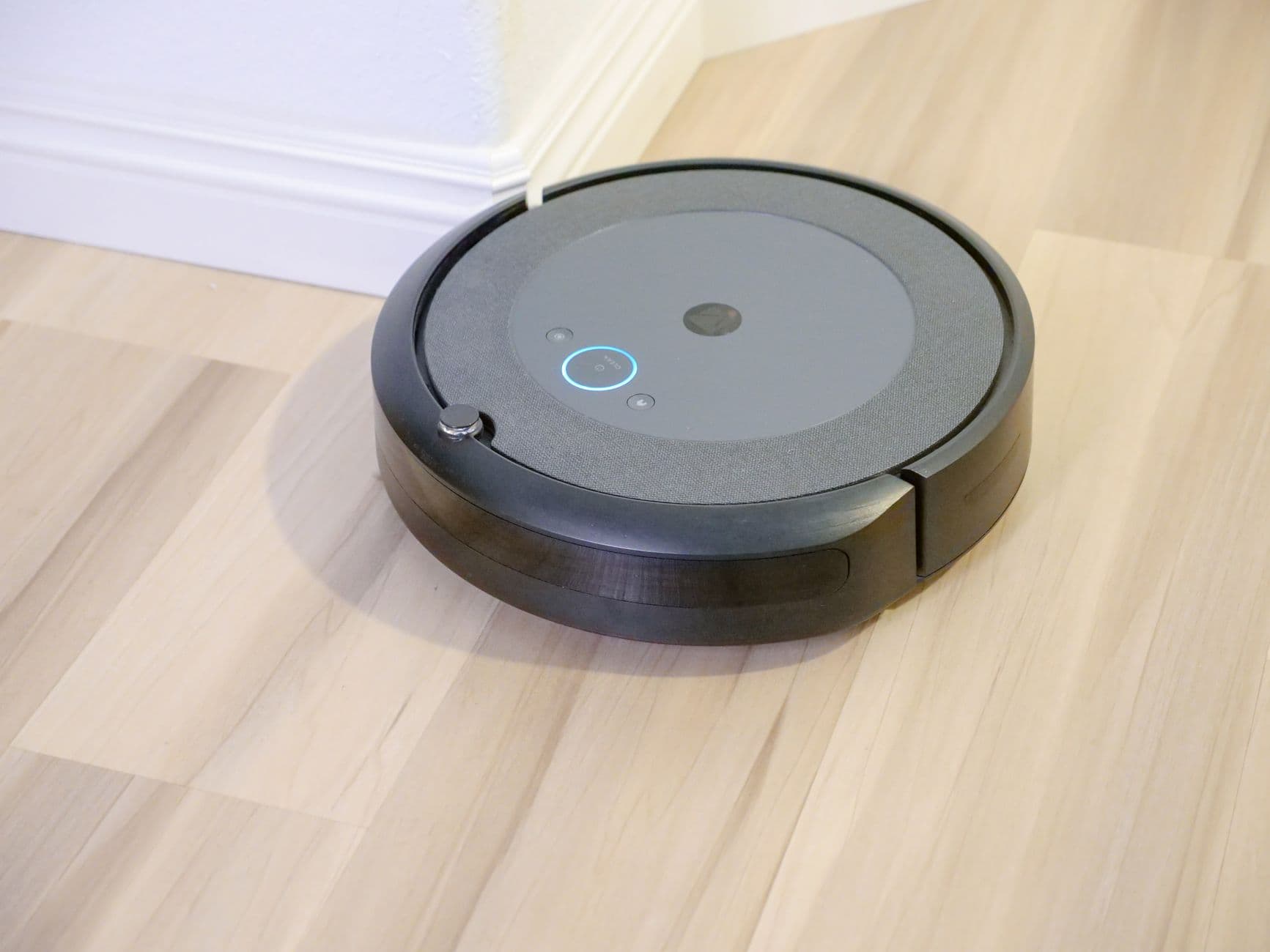 robot vacuum in a home interior